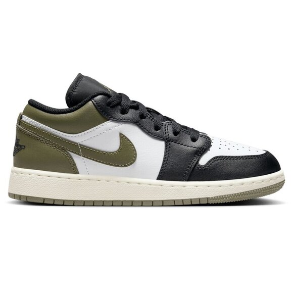 Nike Air Jordan 1 Low GS Black/White-Olive - Picture 1 of 11